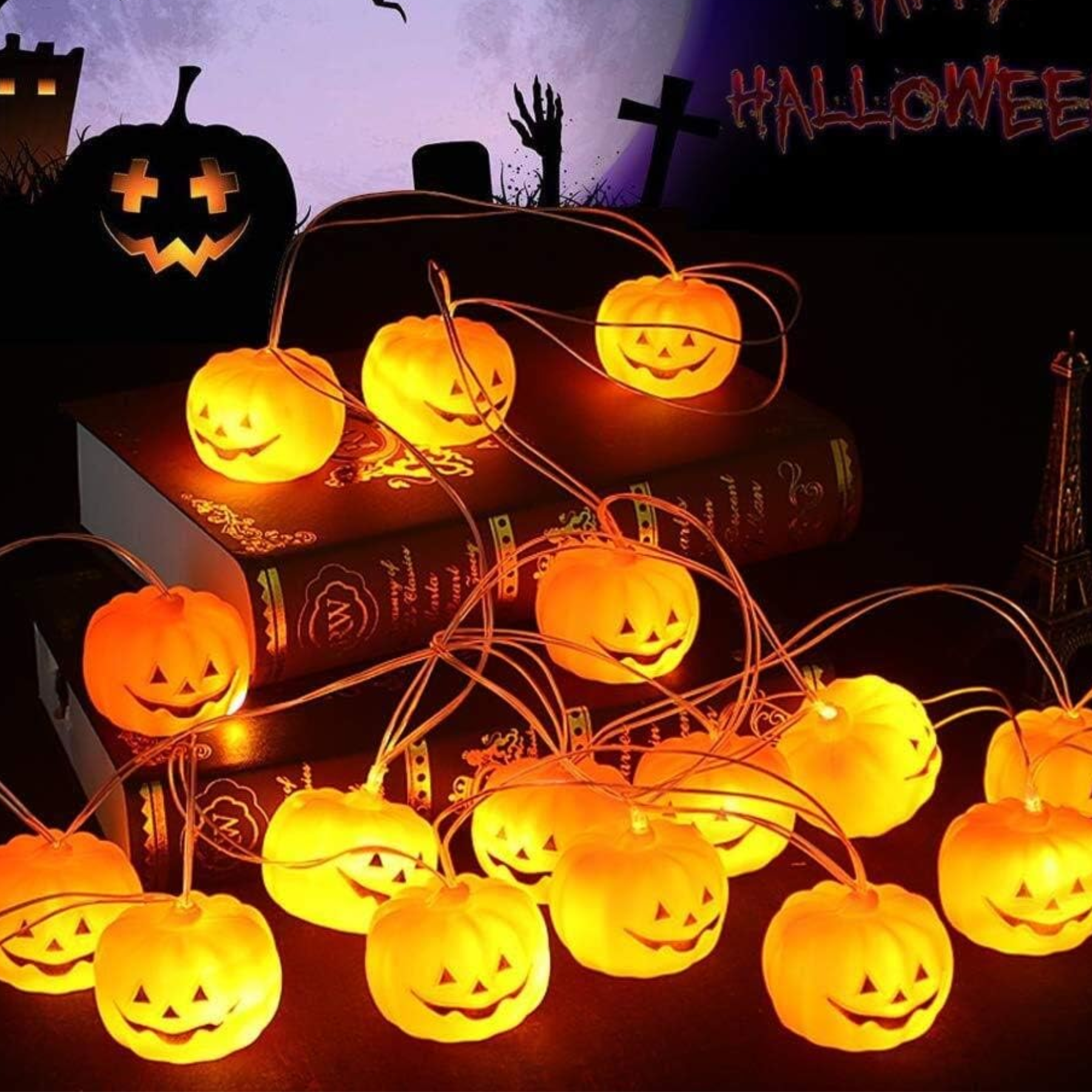 COMBO LÁMPARA + LUCES LED HALLOWEEN 🎃